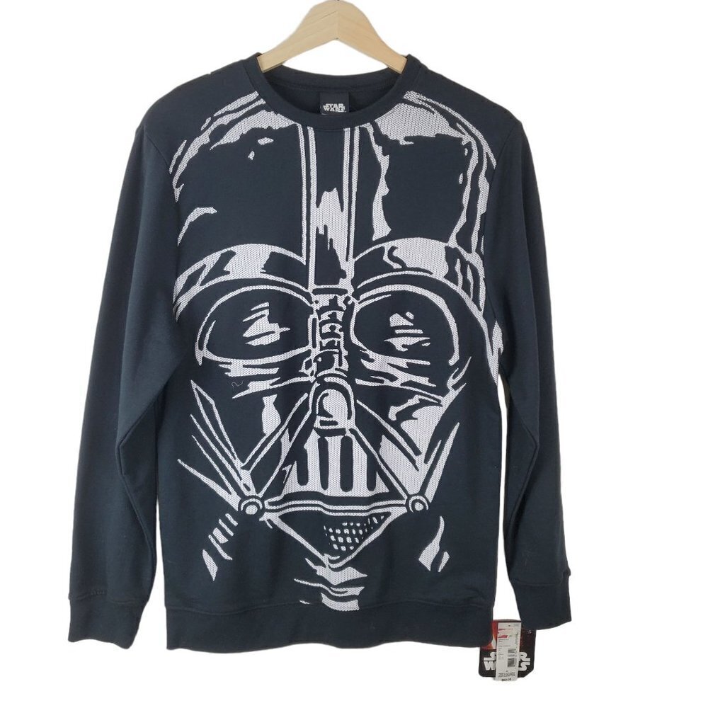 Disney Star Wars Sweatshirt Mens Small Darth Vader Black White Graphic New